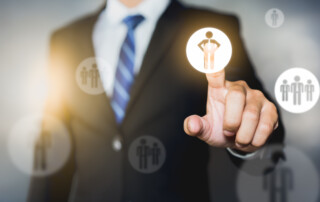 HR. Human resource management, Recruitment. Business technology, team leader concept.